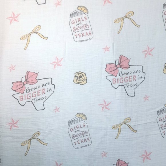 Little Hometown Texas Girls Muslin Security Swaddle Wrap Blanket Lovey 45" X 47" - Picture 1 of 5